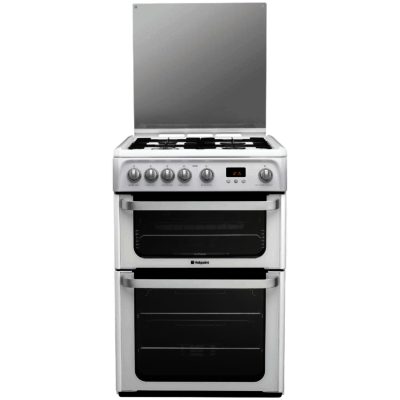 Hotpoint HUG61P Double Oven Gas Cooker in White